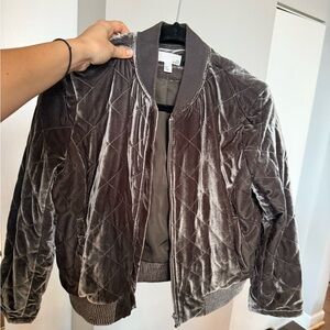 14th & Union Velvet Bomber Jacket in Gray